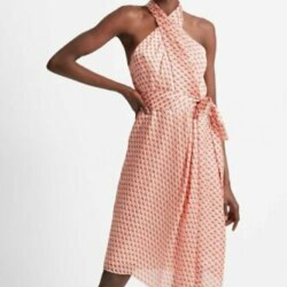 Club Monaco Abstract Asymmetrical Hem Halter Dress